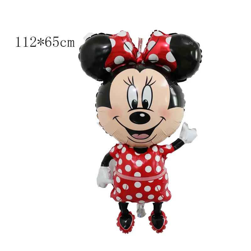 1pc 112cm minnie Микки Минни фольгированные шары 1-й День Рождения украшения дети баллон номер 1 globos точка латекс детский игрушечный детский душ девочка - Цвет: 1pc 112cm minnie