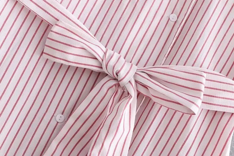 2018 Summer New Style Long Striped Women's Shirt Dress V-neck Double Breasted d0196 | Женская одежда