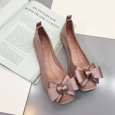 Новинка женские балетки на плоской подошве с бантом розовые портативные