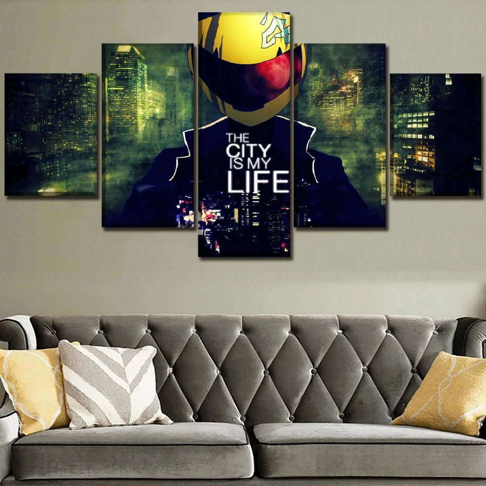 Картина на холсте настенный плакат 5 панелей аниме Durarara Celty Sturluson Модульная