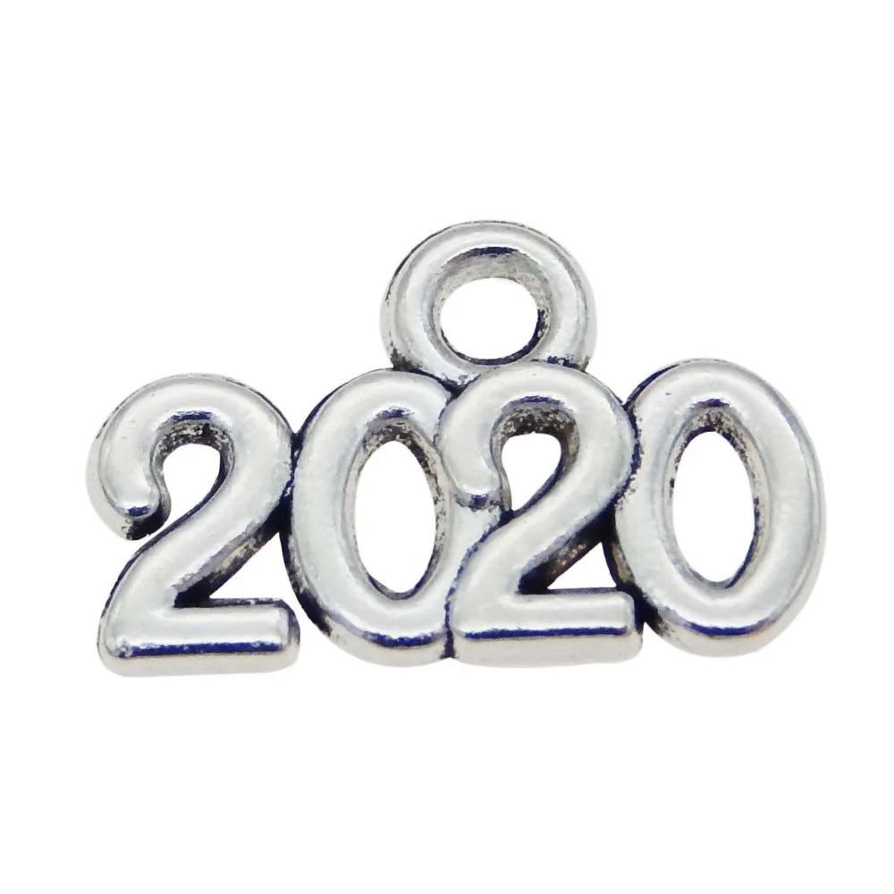 YvLuo 100 шт номер 2020 Форма Серебряный цвет цинковый сплав винтажные Подвески