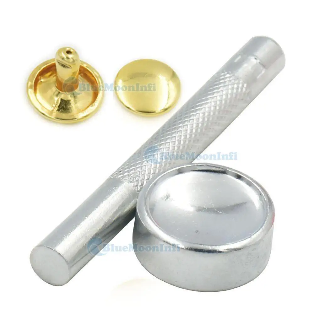 100 шт./лот один инструмент с двойной круглой заклепкой шпилька для кожи кожаные