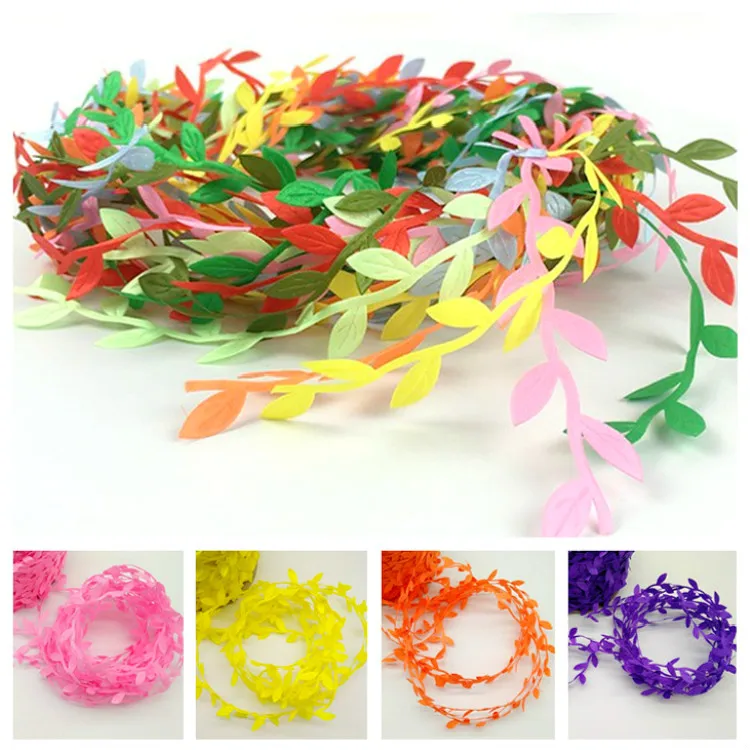 6 Meters/lot Silk Leaf-Shaped Handmake Artificial Leaves for Wedding Decoration DIY Wreath Gift Scrapbooking Craft Fake Flowers