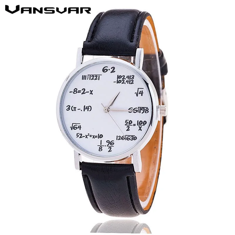 Vansvar Мода Повседневная Дамы Кожа Кварцевые Часы Математические Символы Женщины
