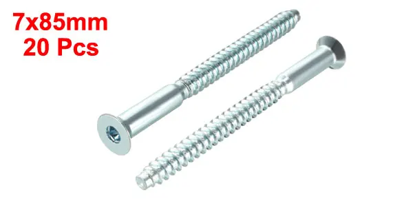 7x85mm Uxcell 20 шт углеродистая сталь 7x85 мм 7x69 мм Шестигранная головка винта confirmatt винт мебель, деревянный ящик аксессуары для оборудования - Цвет: 7x85mm