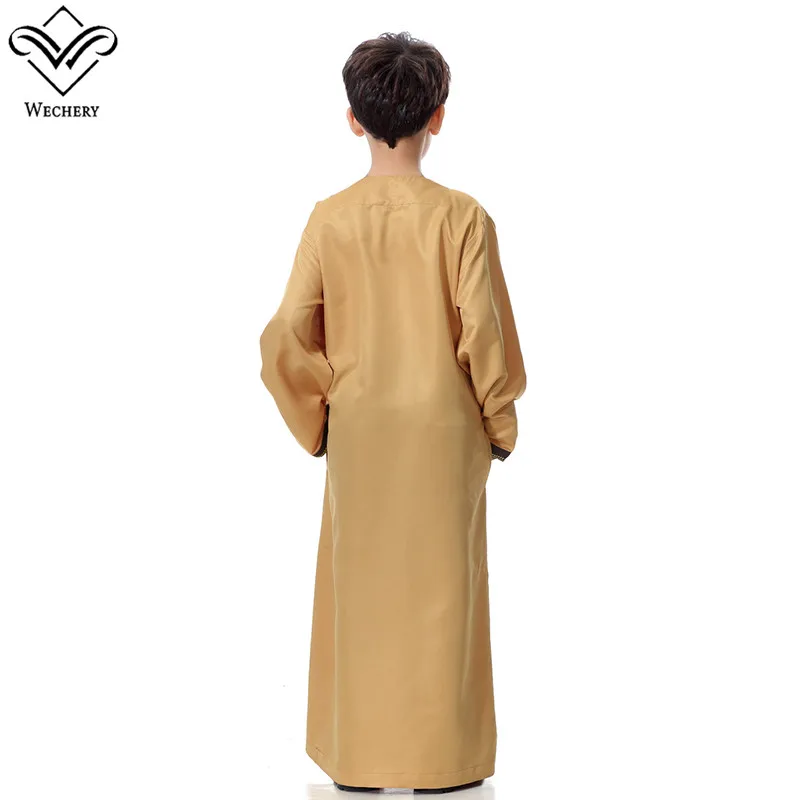 

Wechery Boys Kids Abaya Children Long Robe Pray Clothing Islamic Green Beige Yellow Brown Kaftan Muslim Dress for Boy 115-160cm