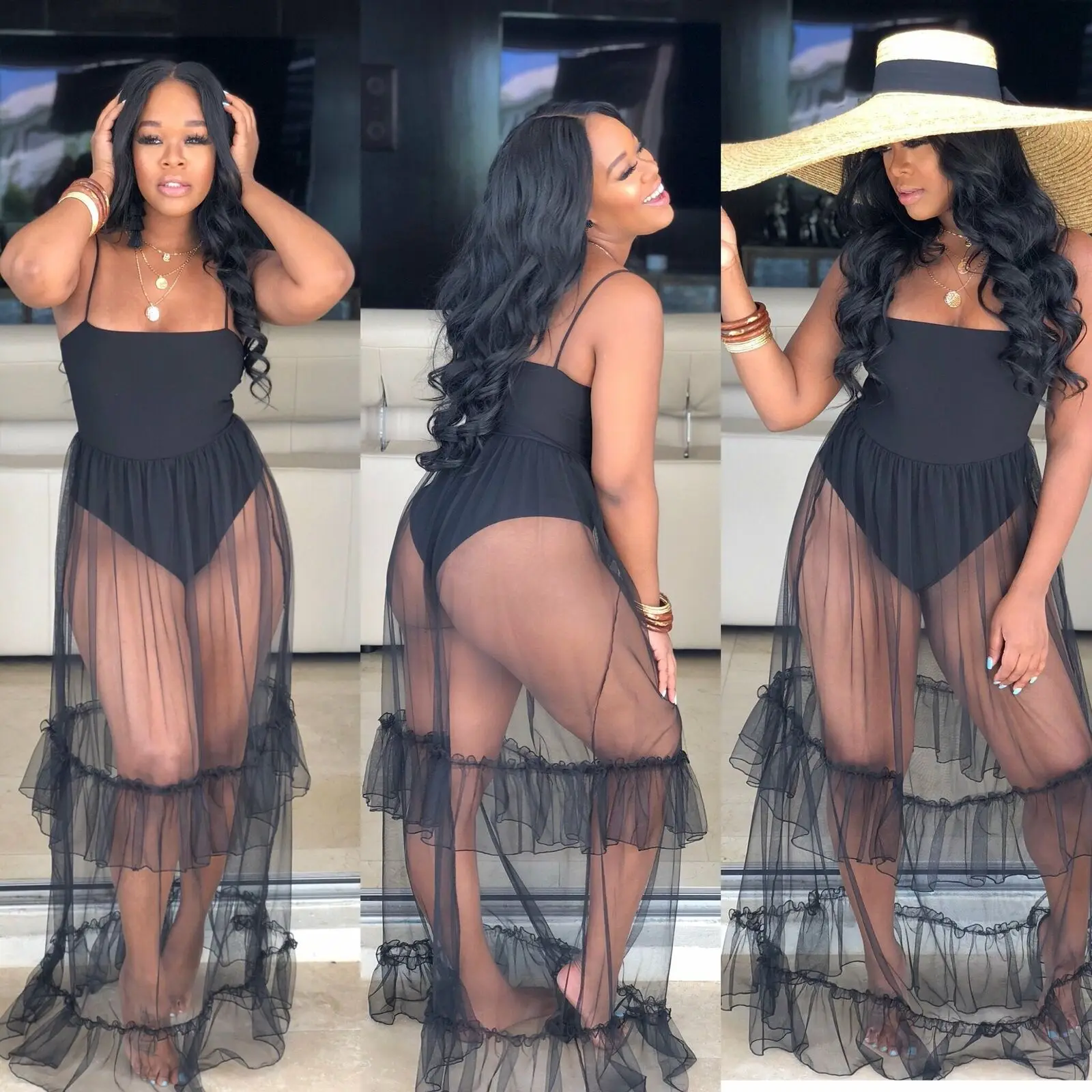 Женское Макси-платье в стиле бохо Пляжное длинное пляжное платье без рукавов с