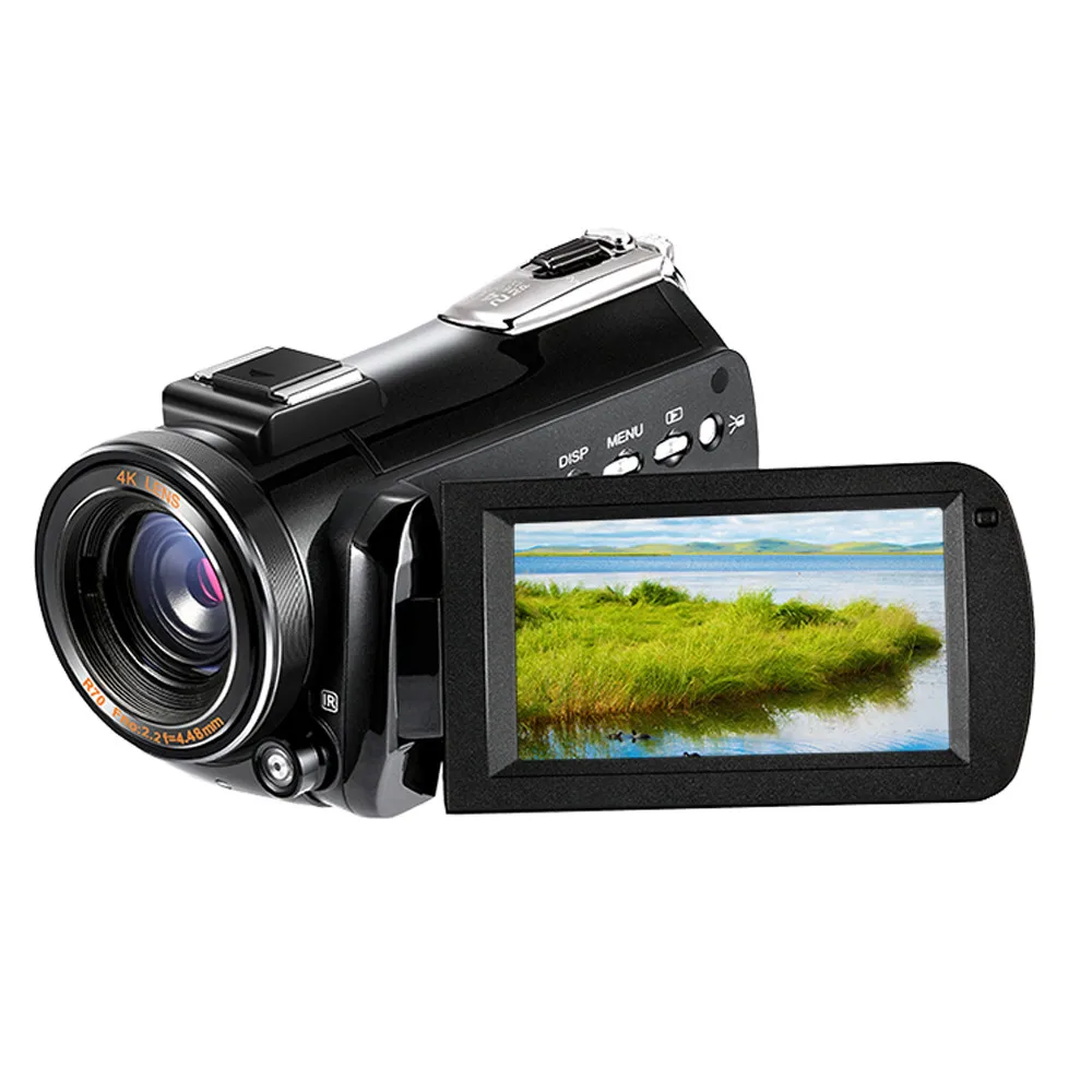 Видеокамера Ultra HD 60FPS 4K с внешним микрофоном широкоугольным объективом и блендой