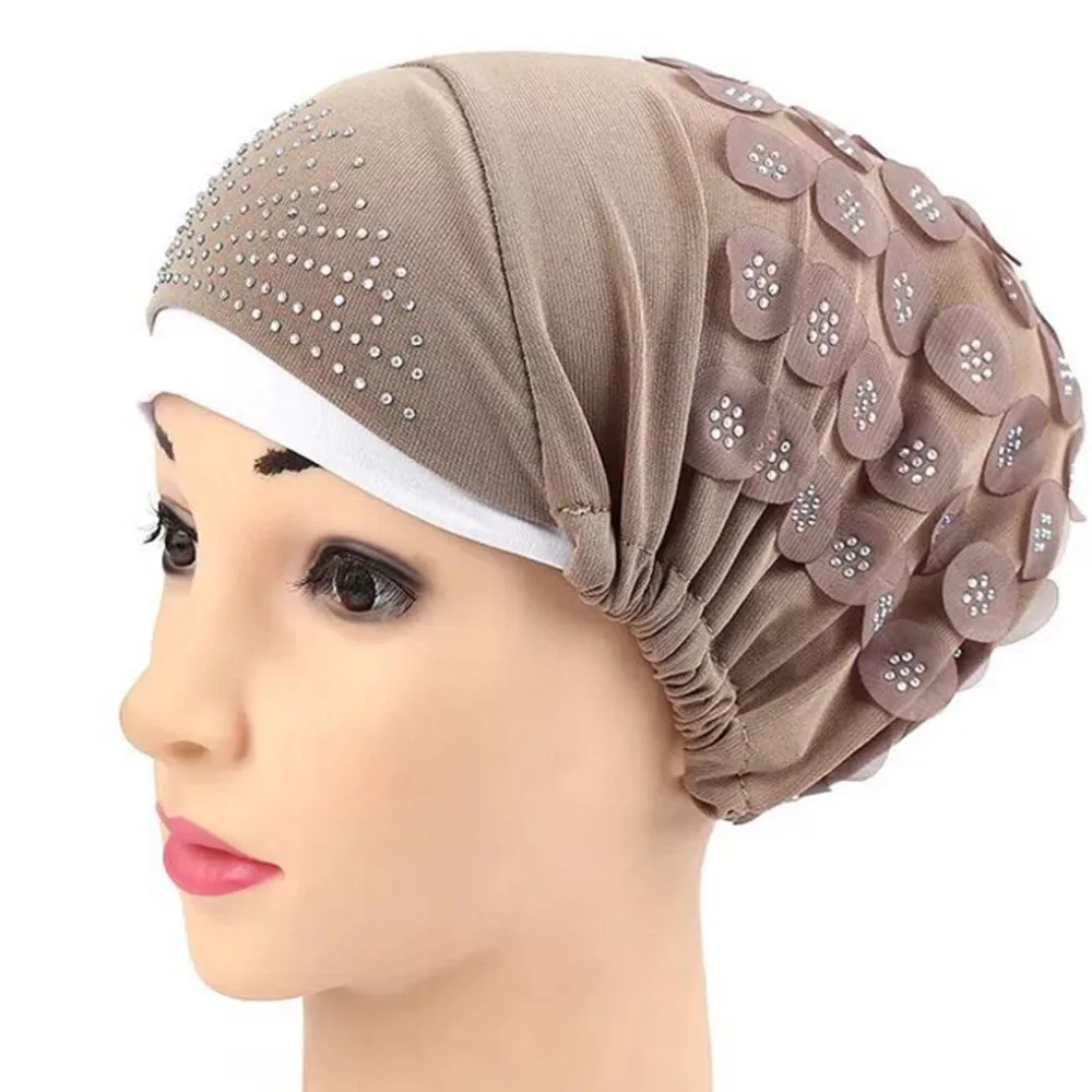 

Hot Sale Hats For Women India Stretch Turban Hat Hair Pure Color Loss Head Scarf Wrap fall winter woman cap bonnet femme 4.11
