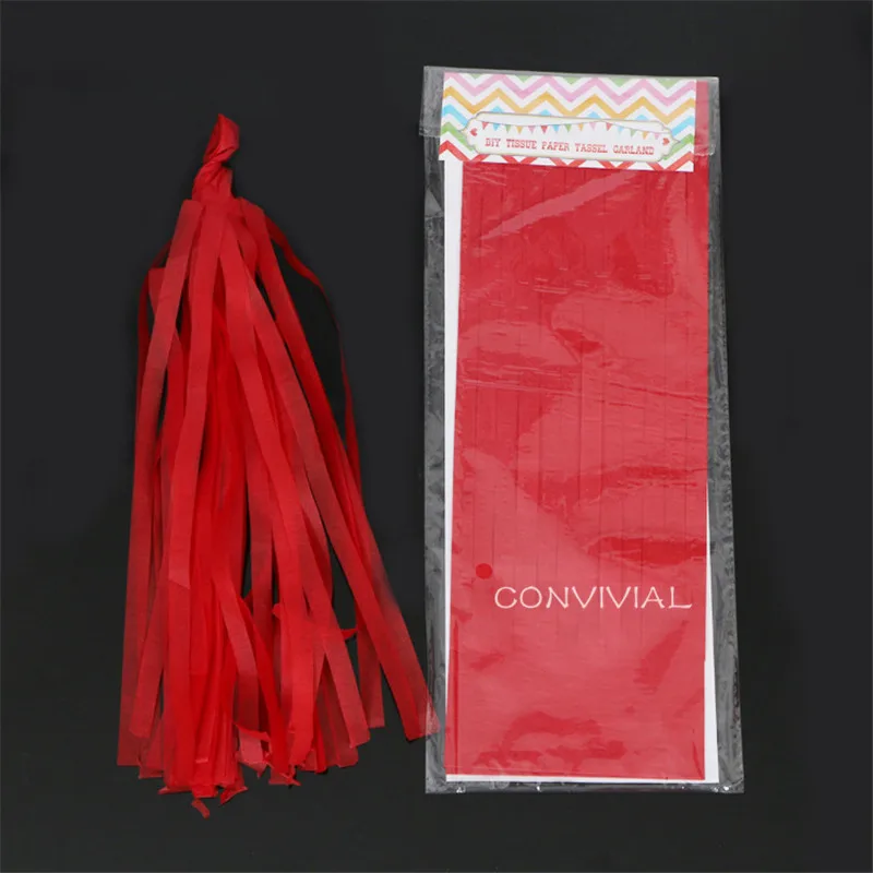 Red paper tassel Soild Цвет гирлянда из папиросной бумаги с кистями, хороший подарок на день рождения, свадьбу, вечерние, Дня благодарения рождественское торжественное мероприятие вечерние украшения - Цвет: Red paper tassel