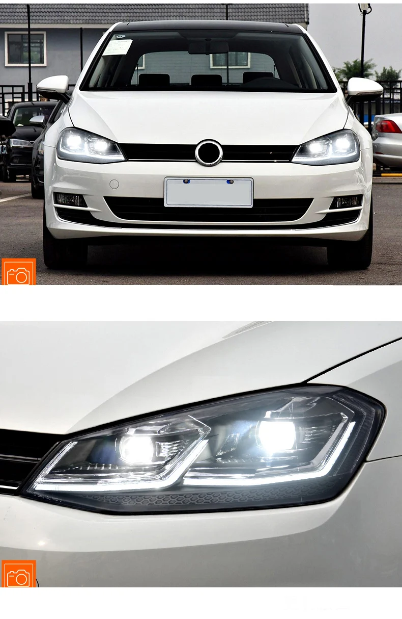 Автомобильный Стильный чехол для VW golf 7 MK7 MK7.5 фары 2013- фары светодиодный DRL Объектив двойной луч HID