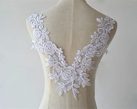Супер роскошная кружевная аппликация изысканная Кружевная для свадебного