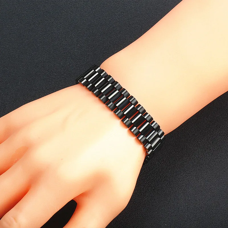 Мужской браслет из нержавеющей стали для наручных часов черный золотистый