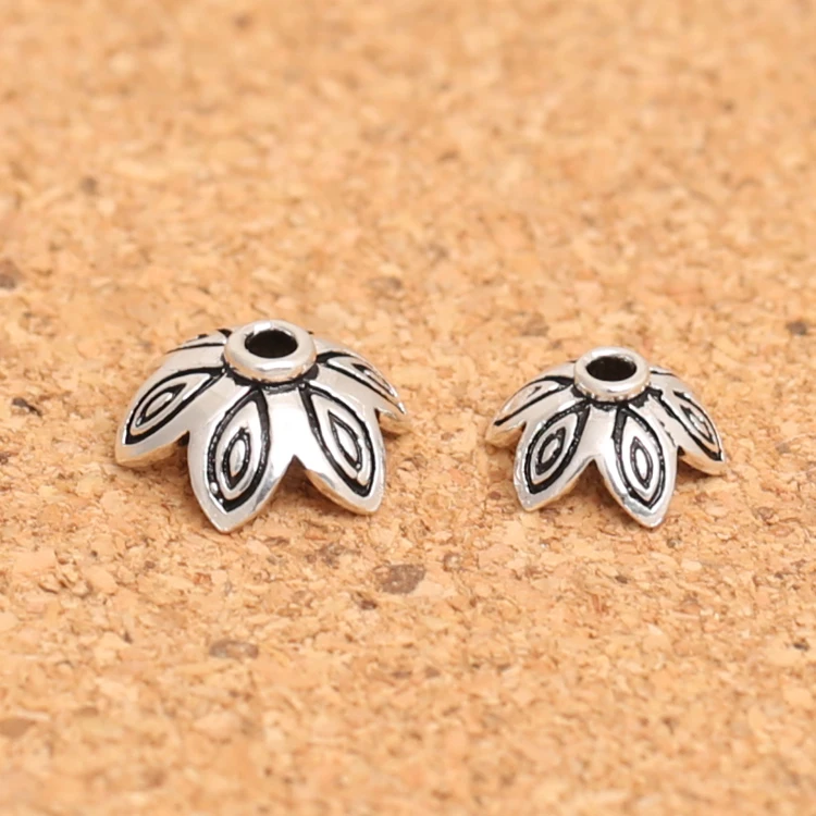 

Handmade 925 Silver Beads Caps Jewelry Bead Cap Sterling Silver Jewelry Accessories DIY Carved Bead Cap