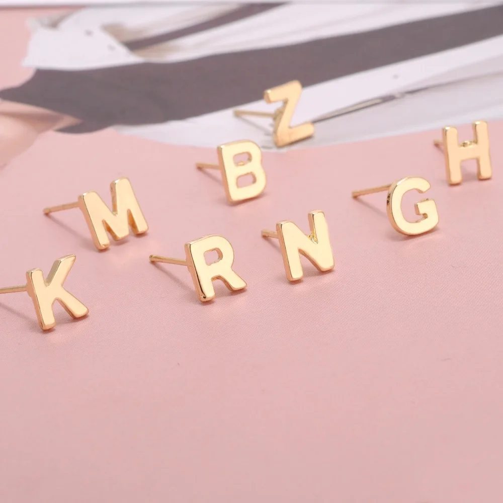 Новинка 2017 модные крошечные серьги с буквенным принтом для женщин изящные