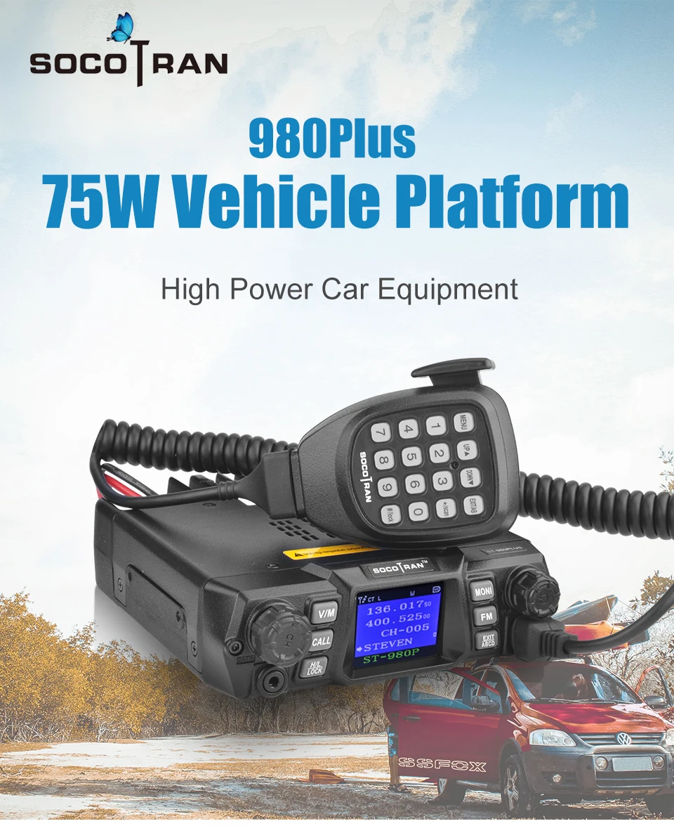 Корабль из RU ST-980PLUS двухдиапазонный 136-174 МГц и 400-480 МГц 200CH VHF 75 Вт/55 Вт UHF Quad-ожидания Высокой Мощности Мобильный радиоприемопередатчик