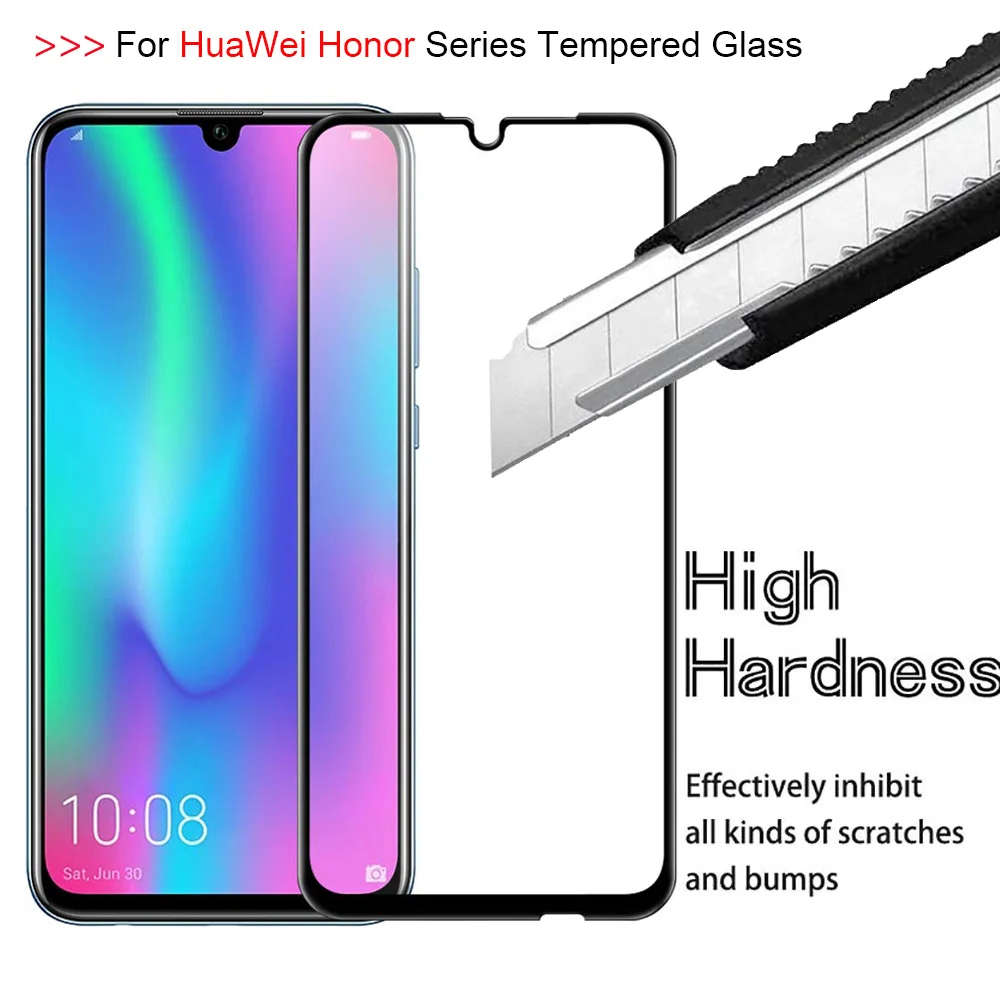 Закаленное стекло 9D для HuaWei Honor 7 8 9 10 lite 8A 8X 9i 9N 10i MAX|Защитные стёкла и плёнки