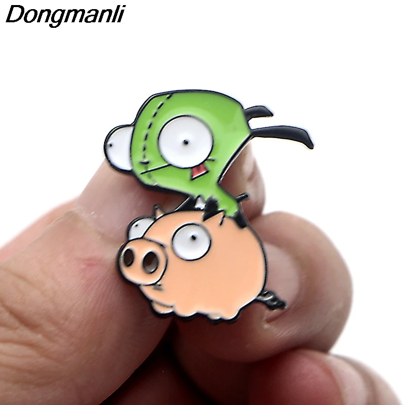 P3676 Dongmanli инопланетянин захватчик ZIM милые металлические эмалированные булавки и броши для нагрудного штыря рюкзак сумки значок крутые подарки