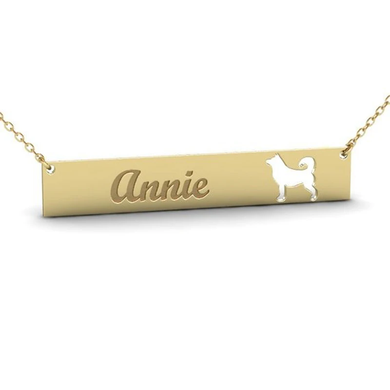 

Ufine Personalized name or words fashion SIBERIAN HUSKY Dog bar pendant Necklace cooper high quality pendant necklace N2143