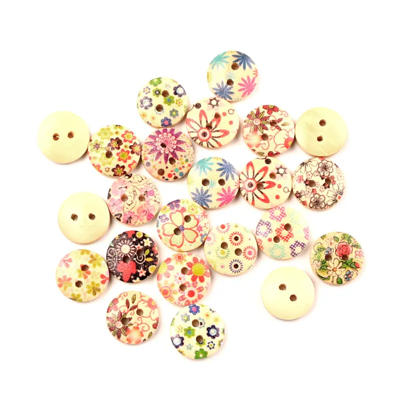 50 шт. разнообразные круглые аксессуары для одежды|flower wood button|wooden buttonsbuttons for clothes |