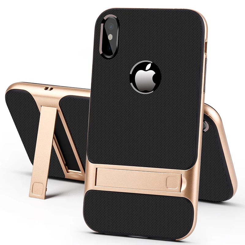Чехол для Apple iphone XS Max XR X роскошный мягкий силиконовый + ПК с подставкой гибридная