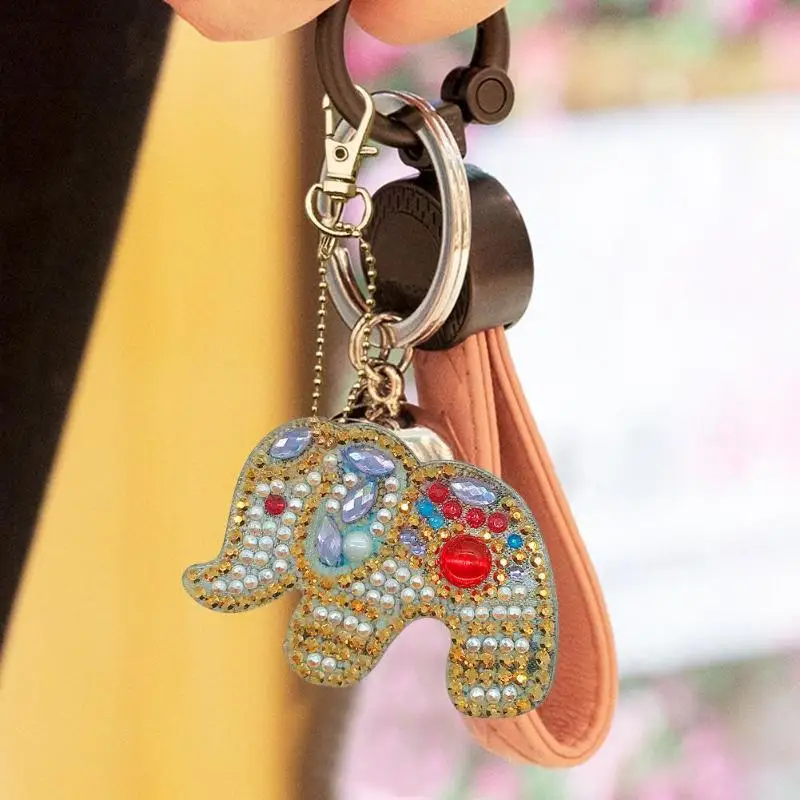 

5pcs DIY Full Special Shaped Diamond Painting Elephant Cartoon Keyring Keychains Cross Stitch Embroidery Bag Gift Key Chain