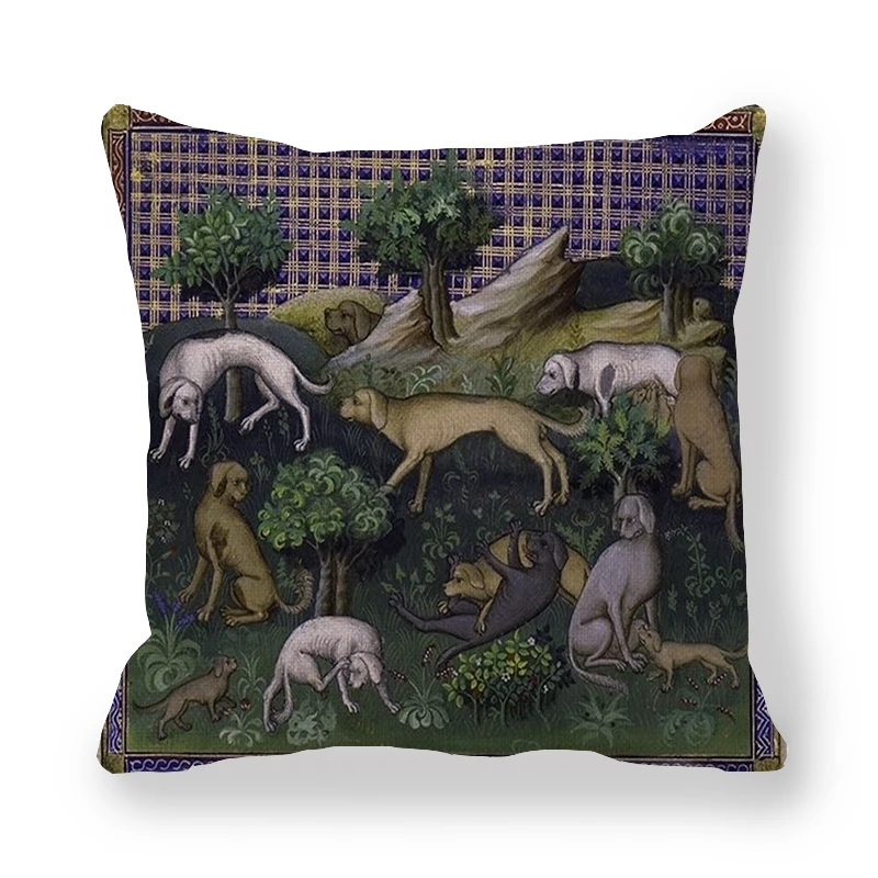 11 45cm*45cm medieval greyhound and Royal Hunt linen/cotton throw pillow covers couch cushion cover home decor pillow - Цвет: 11