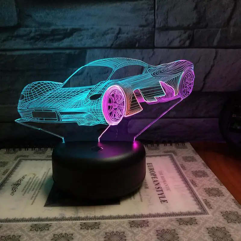 Креативный цветной светодиодный ночник с сенсорной зарядкой стерео видение 3d