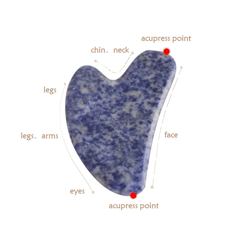 

15-20 PCS OEM ODM Free Engraving Face Massager Scraper Natural Sodalite Guasha Scratch Point for Foot Back Facial Massage Stone