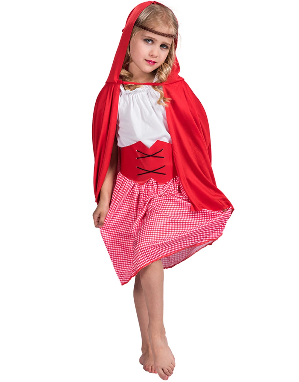 

Child Little Red Riding Hood Costume Kid Girls Fairy Tale Halloween Carnival Cosplay Fantasia Party Fancy Dress