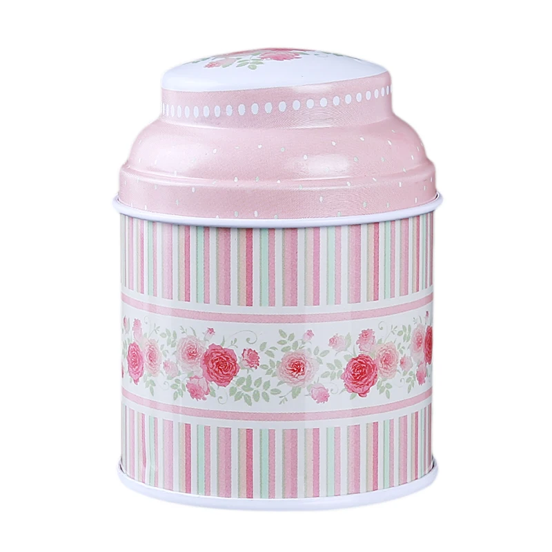 pink strip Кухонный домашний декор, металлический Цветочный кофе, чай, сахар, контейнер для конфет, банка, жестяная коробка для сортировки, аксессуары для дома - Цвет: pink strip