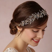 floralbride handmade wired rhinestone crystal pearls wedding headband bridal hair vine hair accessories women jewelry