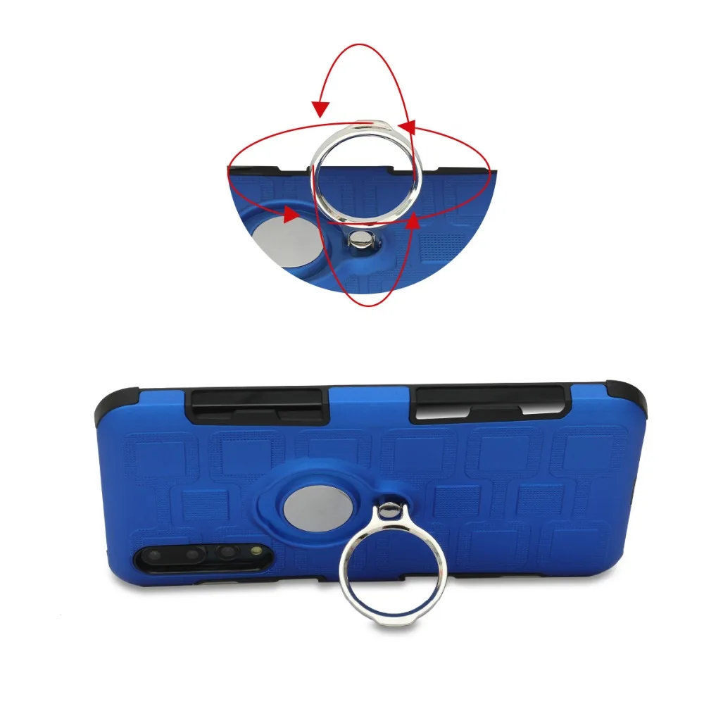For Coque Huawei P20 Pro Case Hybrid Shockproof Finger Ring Holder Kickstand Fit Magnetic Car Mount Cover for |