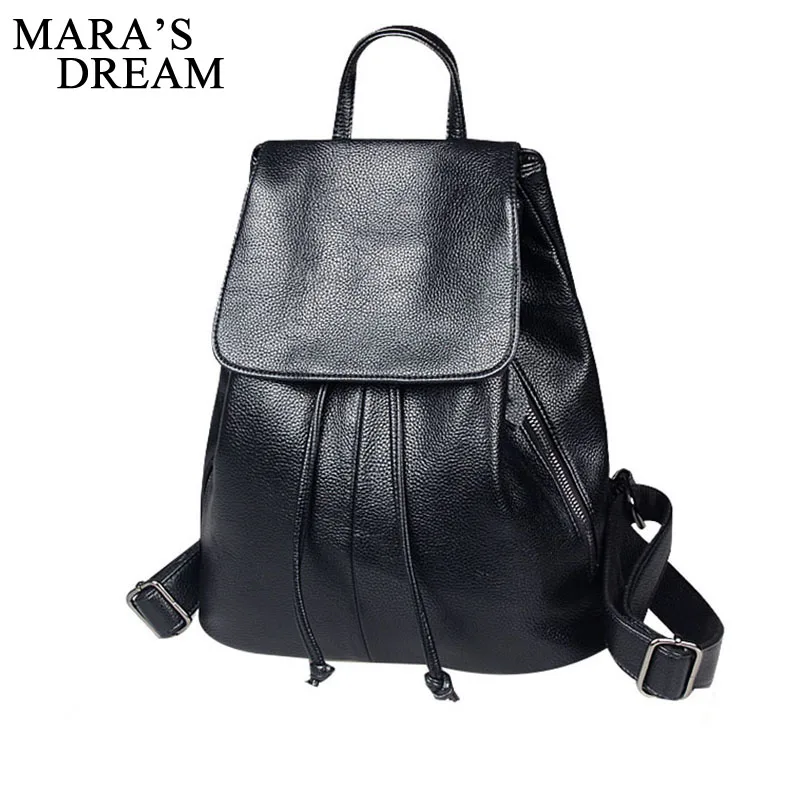 Женский рюкзак Mara's Dream из мягкой искусственной кожи Mochila черный школьный с