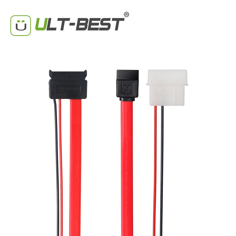 ULT BEST Slimline SATA 7 + 6 13pin данных Мощность сплиттер тонкий Molex IDE/SATA 4PIN с 7pin 30 см для