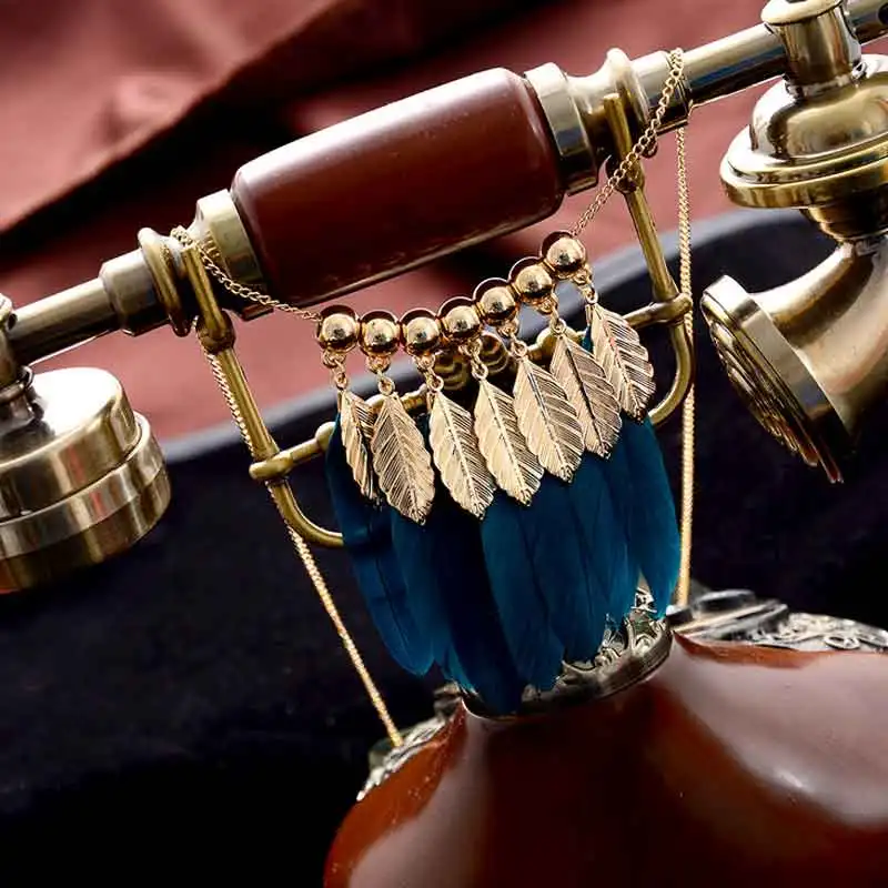 Moonso богемное перо Длинная цепочка свитер ожерелье для женщин Перья Ювелирные