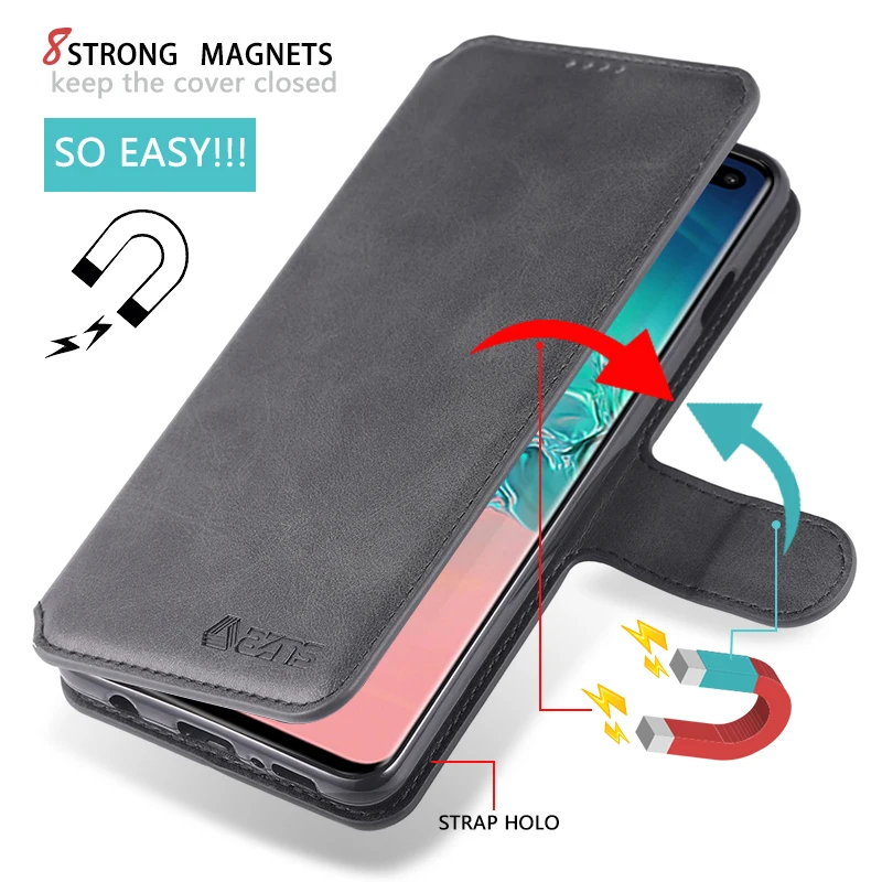 Магнитный кожаный чехол-книжка с отделениями для карт чехол для samsung Galaxy S10 S9 S8 Plus Note 9 8 A6 A8 A7 A9 A6s A8s A10 A30 A50 M10 M20 S10e чехол s