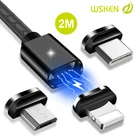Кабель Micro USB WSKEN, Магнитный зарядный кабель для iPhone Xs Max, Xr, Type C, USB C, быстрая зарядка данных для Samsung S9, Note8, S8, Type-C