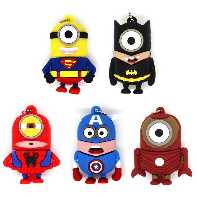 USB флеш-накопитель с героями мультфильмов Super Hero 8 ГБ 16 4 Гб флешка миньонами 64 32