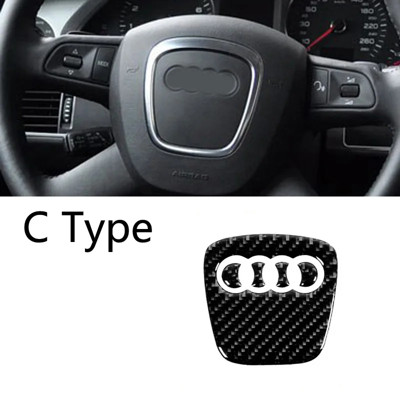 C Type Для Audi A1 A3 A5 A4 A6 A7 A8 S3 S4 S5 S6 S7 Q3 Q5 Q7 TT углеродное волокно руль эмблема 3D автомобиля наклейки Средства для укладки волос - Название цвета: C Type