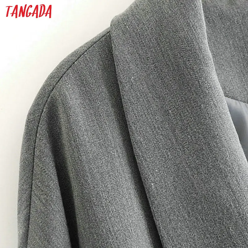 Tangada женский темно-зеленый элегантный Блейзер шикарный женский весенний Блейзер Пальто с длинным рукавом Женская мода Корея Верхняя одежда Топы DA33