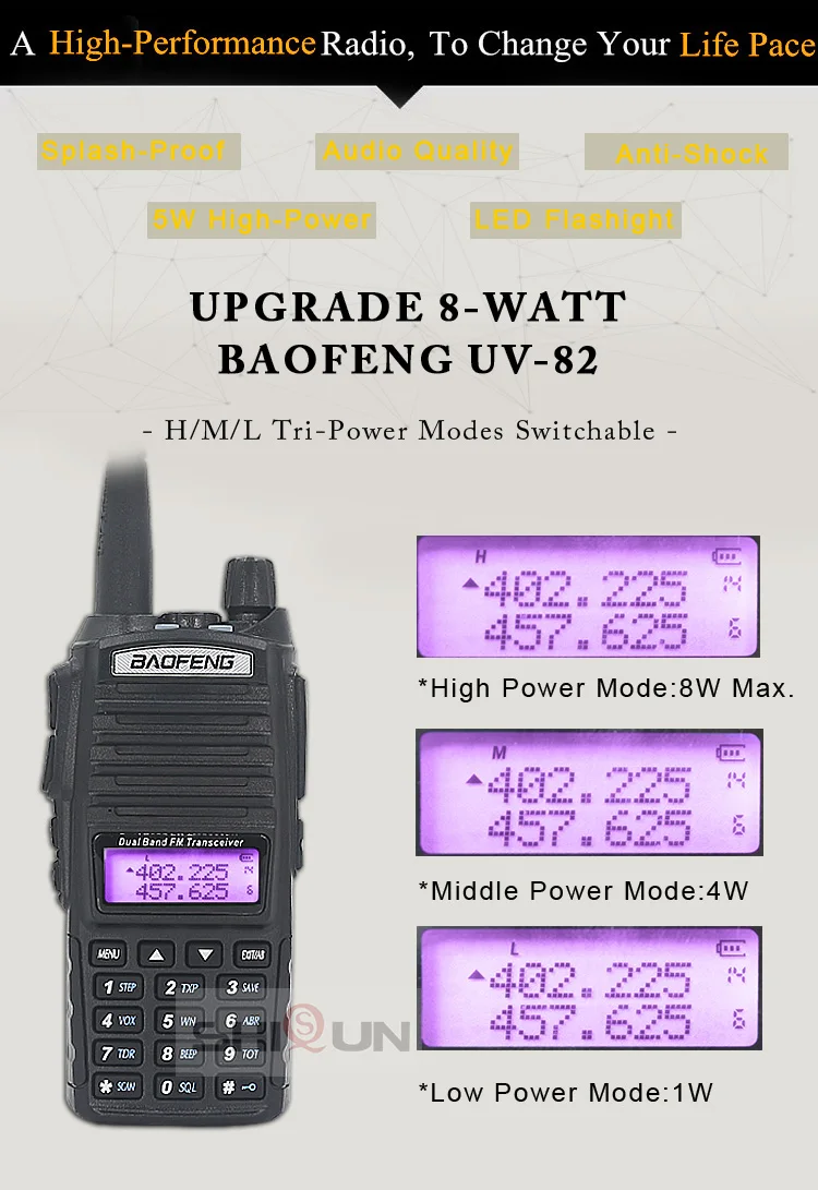 Обновление BaoFeng UV-82 8 Вт Baofeng UV 82 портативная рация 10 км Baofeng 8 Вт радио двойной PTT UV-XR UV-9R GT-3TP радио 10 км UV-5R 8 Вт