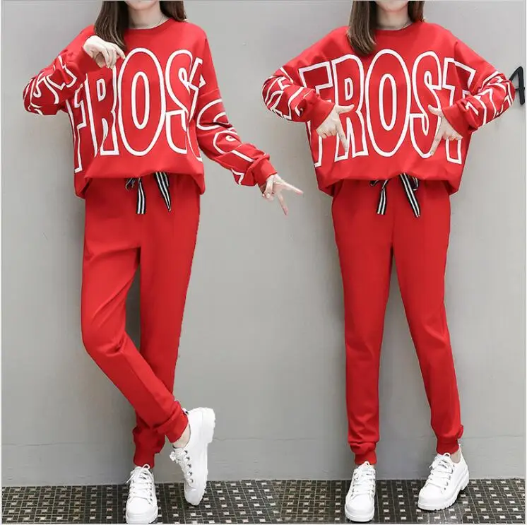 2017 осенние и зимние новые корейские модные повседневные движение костюм два