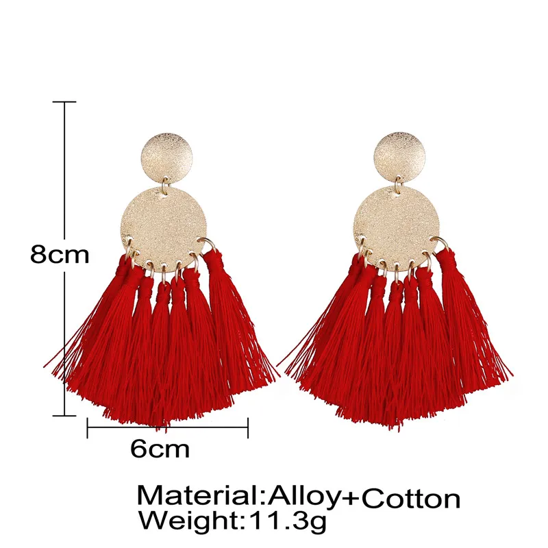 AY Bohemia Tassel Earrings Fashion Ladies Temperament Drop Round Alloy Vintage Handmade Jewelry Gift Women's | Украшения и