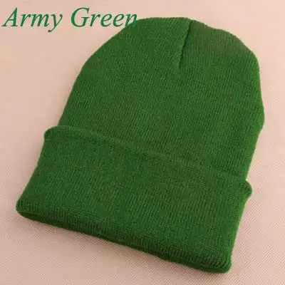 Army Green Зимние шапки для женщин, вязанная неоновая шапка для мужчин, в стиле хип-хоп, карамельный цвет, хлопковая вязаная шапка, s, модная, Skullies Beanies, вязаная шапка, мягкая шапка - Цвет: Army Green