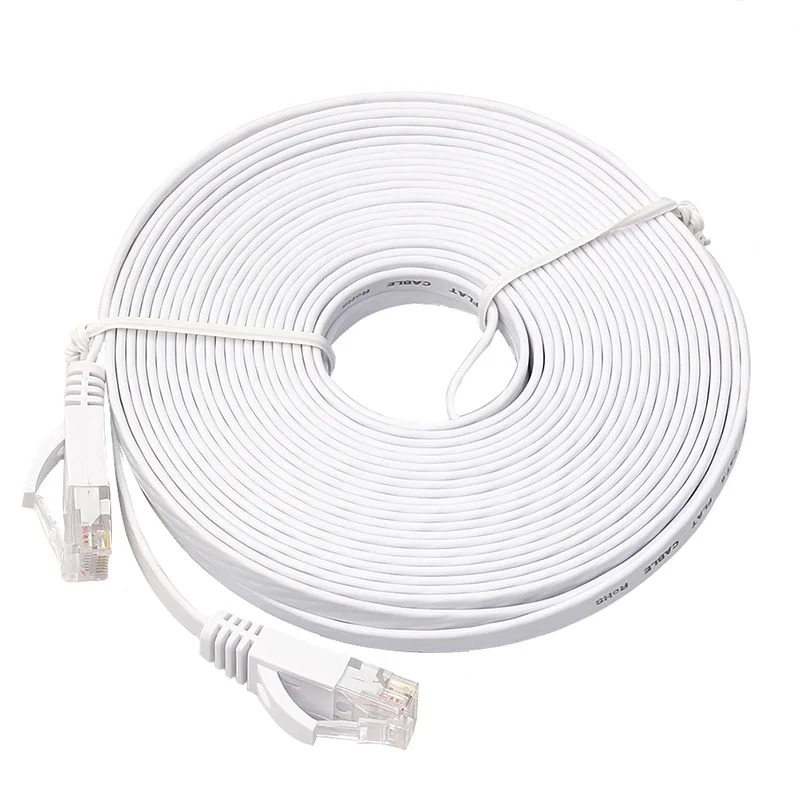 15 м белый Ethernet CAT6 Интернет плоский сетевой кабель Шнур патч-провод RJ45 для ПК маршрутизатор горячая распродажа