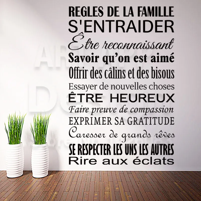 

Art new design cheap home decor french quote rules wall sticker removable house decoration France words vinyl decals in rooms