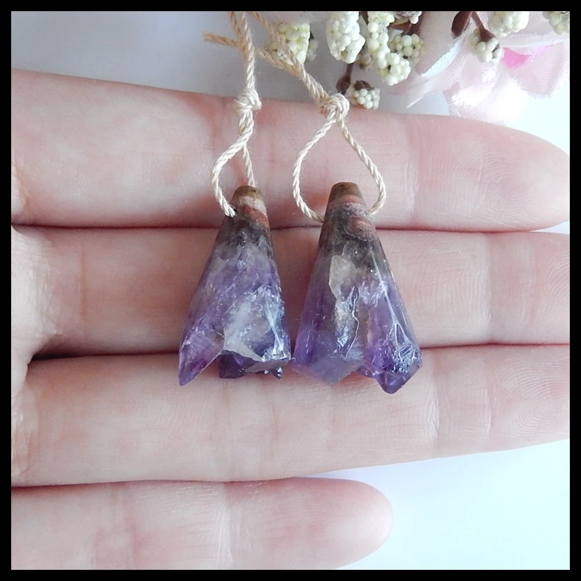 Wholesale gemstone Drusy nugget Amethyst fashion women Earring Jewelry accessories 24x15x11mm 7.3g | Украшения и аксессуары