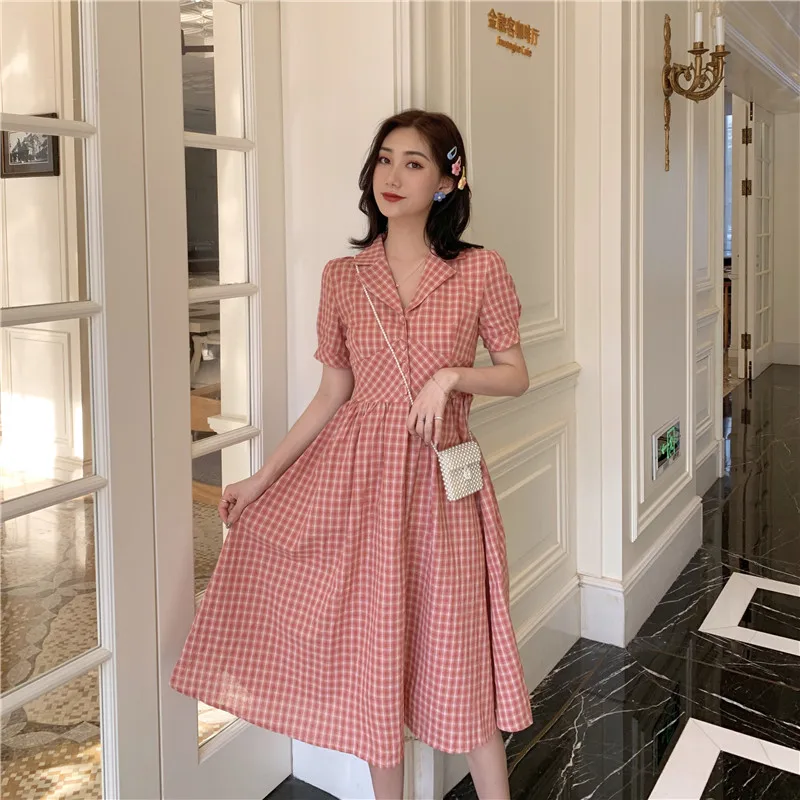 Платье А силуэта женское летняя рубашка с коротким рукавом в японском и