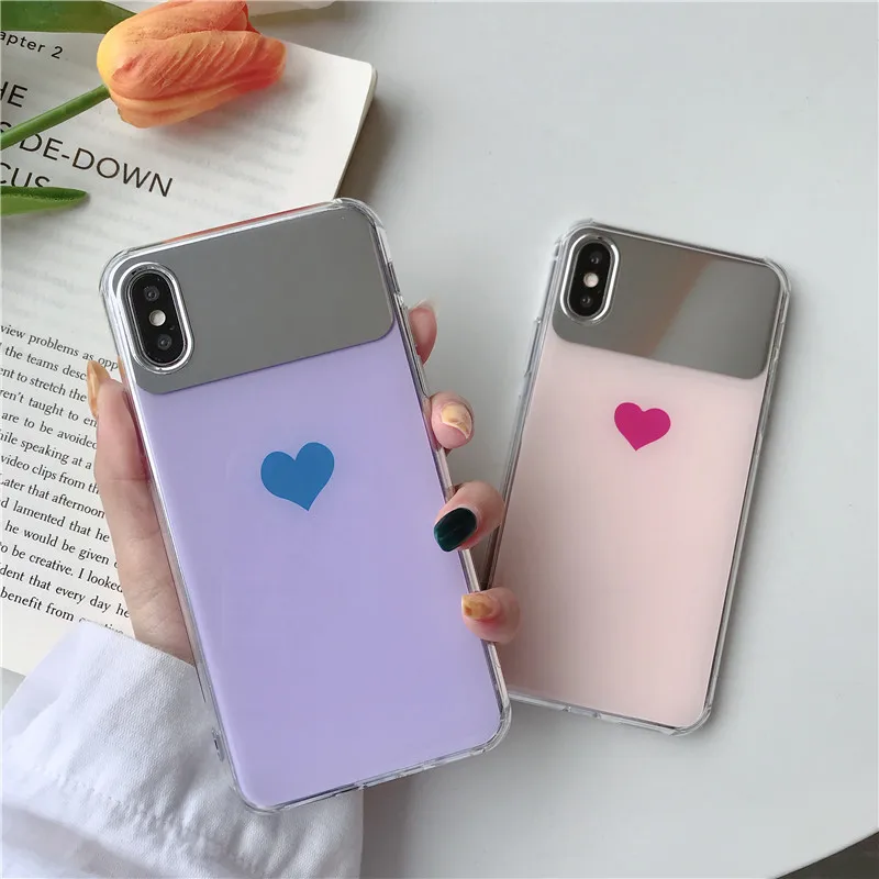 Модный зеркальный чехол для iPhone X Xs Max XR 8 7 телефона Маленький милый свежий из ТПУ 6